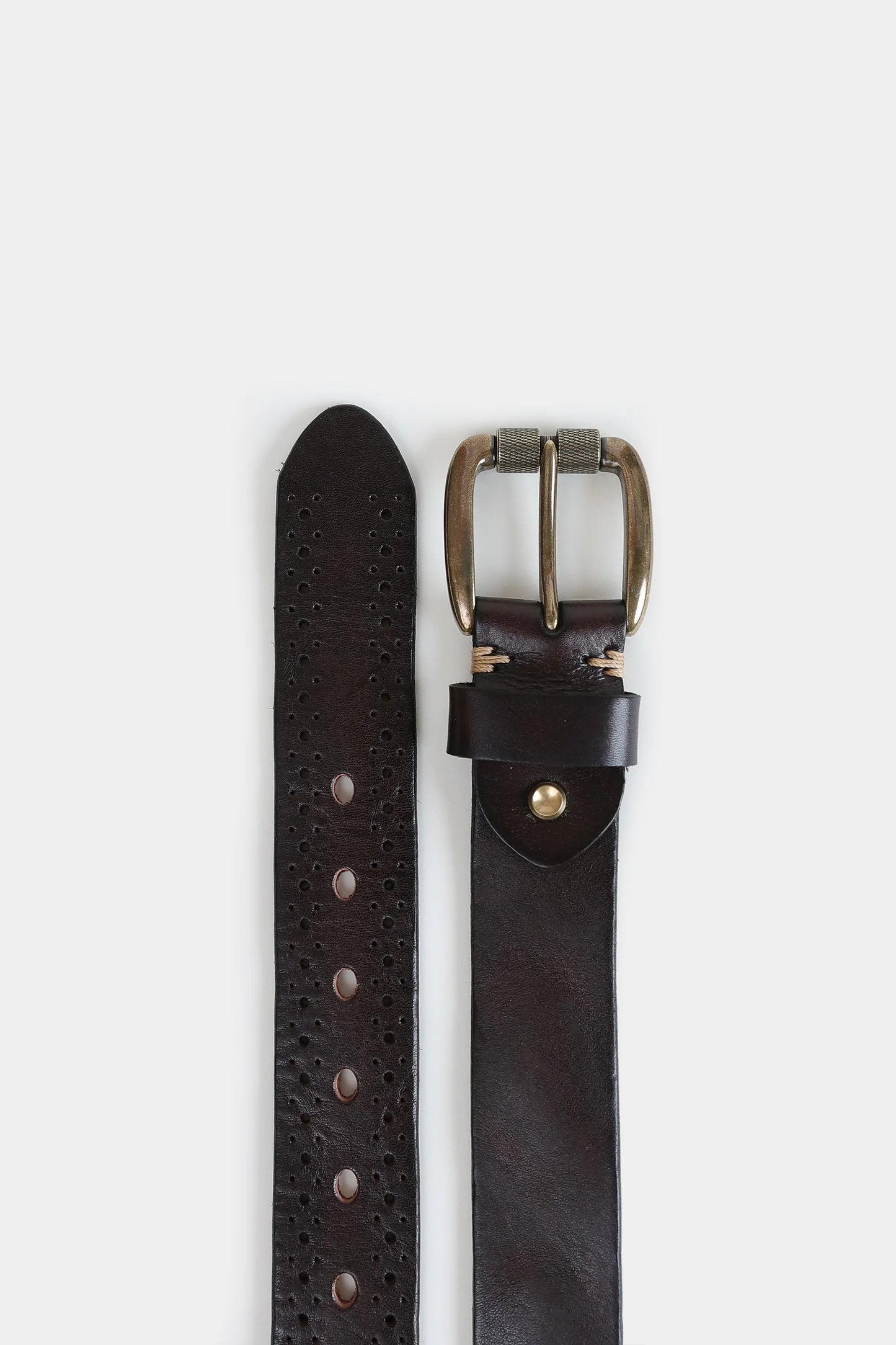Perforated Belt With Brass Buckle - Cougar Clothing