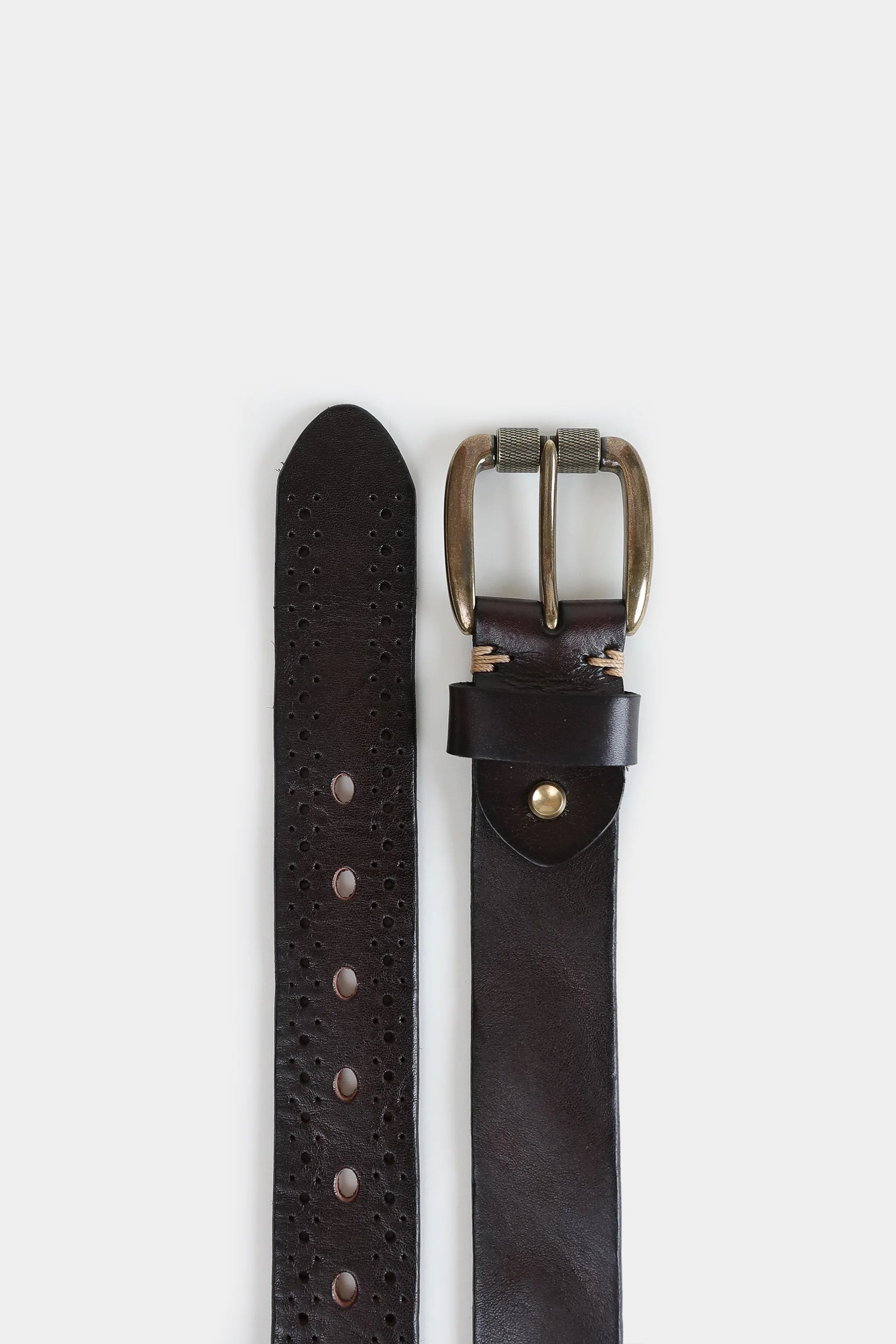 Perforated Belt With Brass Buckle - Cougar Clothing