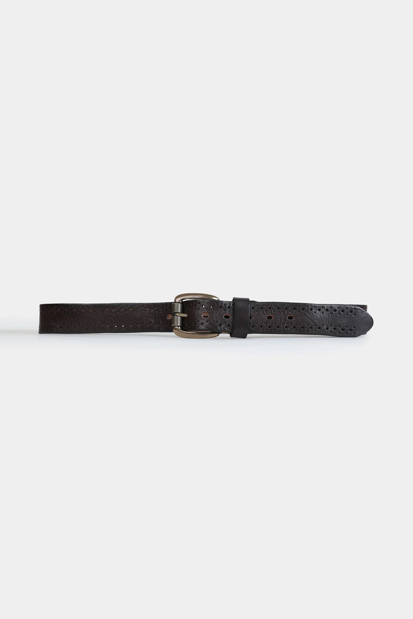 Perforated Belt With Brass Buckle - Cougar Clothing