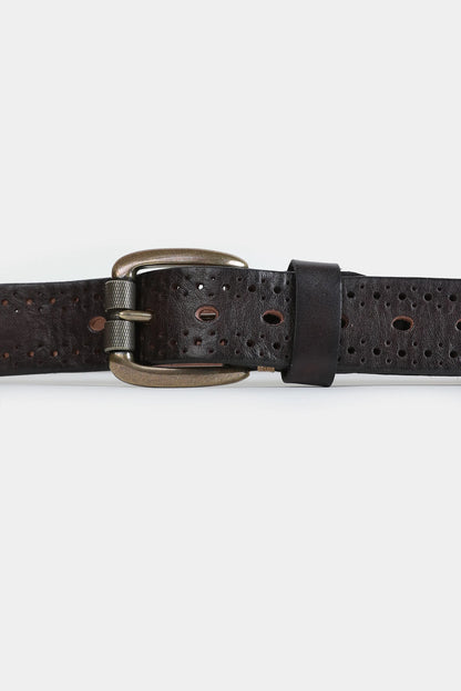 Perforated Belt With Brass Buckle - Cougar Clothing