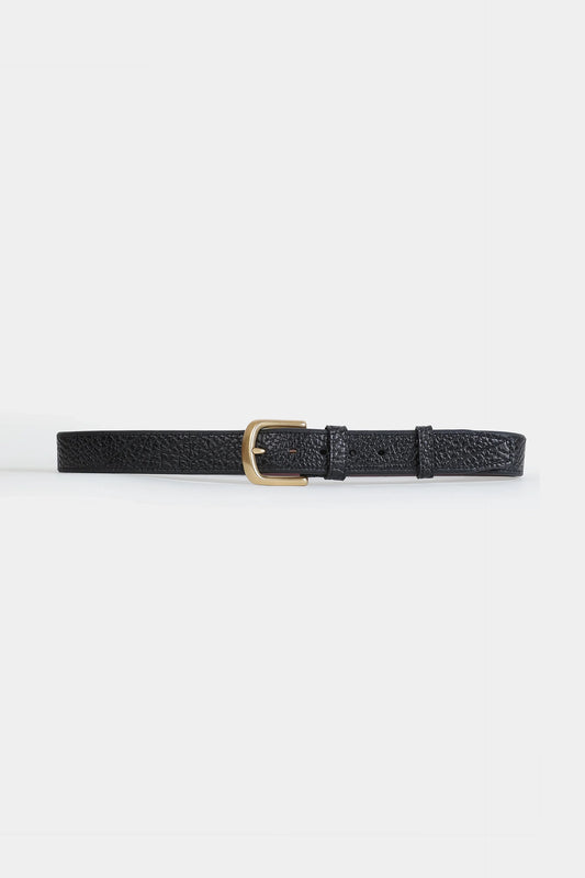 Textured Leather Belt With Square Buckle - Cougar Clothing