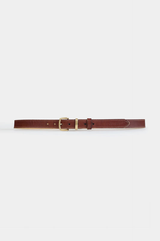 Brass Buckle Leather Belt - Cougar Clothing