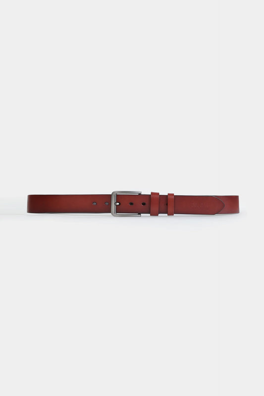 Leather Belt With Rectangular Buckle - Cougar Clothing
