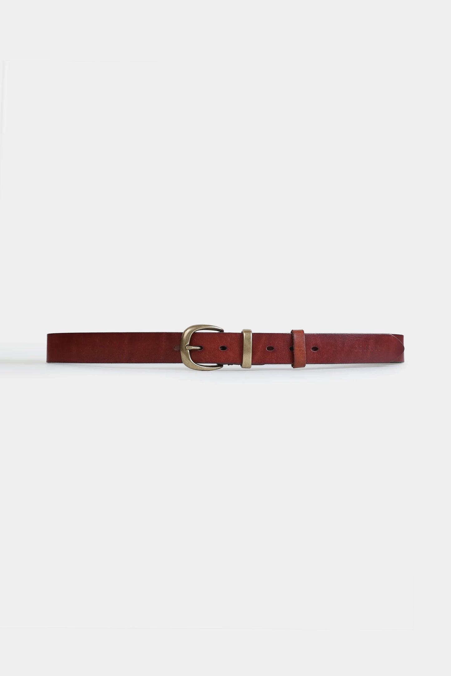 Brass Buckle Leather Belt - Cougar Clothing