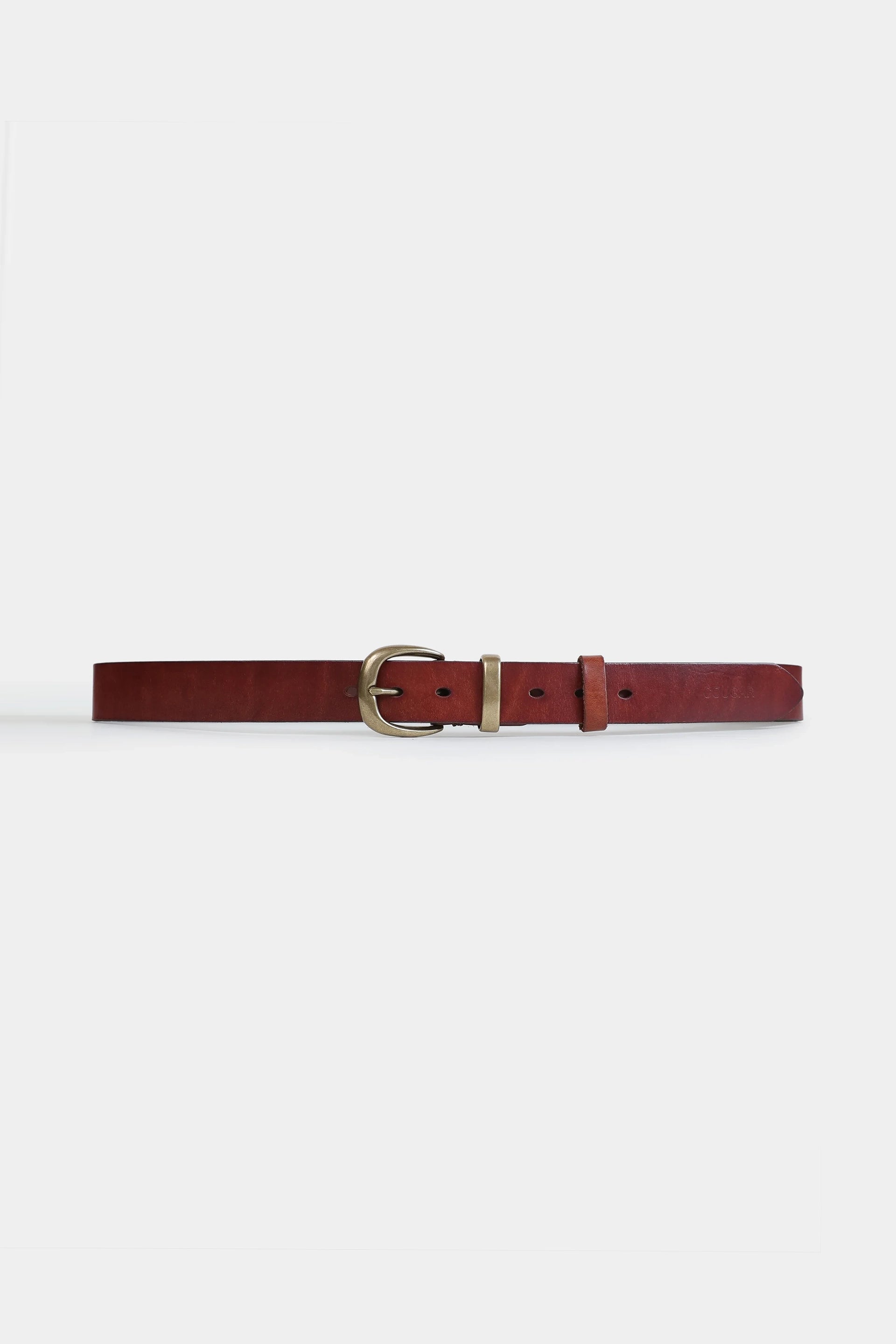 Brass Buckle Leather Belt - Cougar Clothing