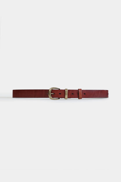 Brass Buckle Leather Belt - Cougar Clothing