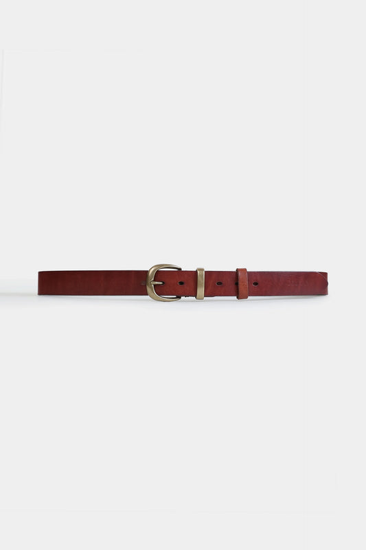 Brass Buckle Leather Belt - Cougar Clothing