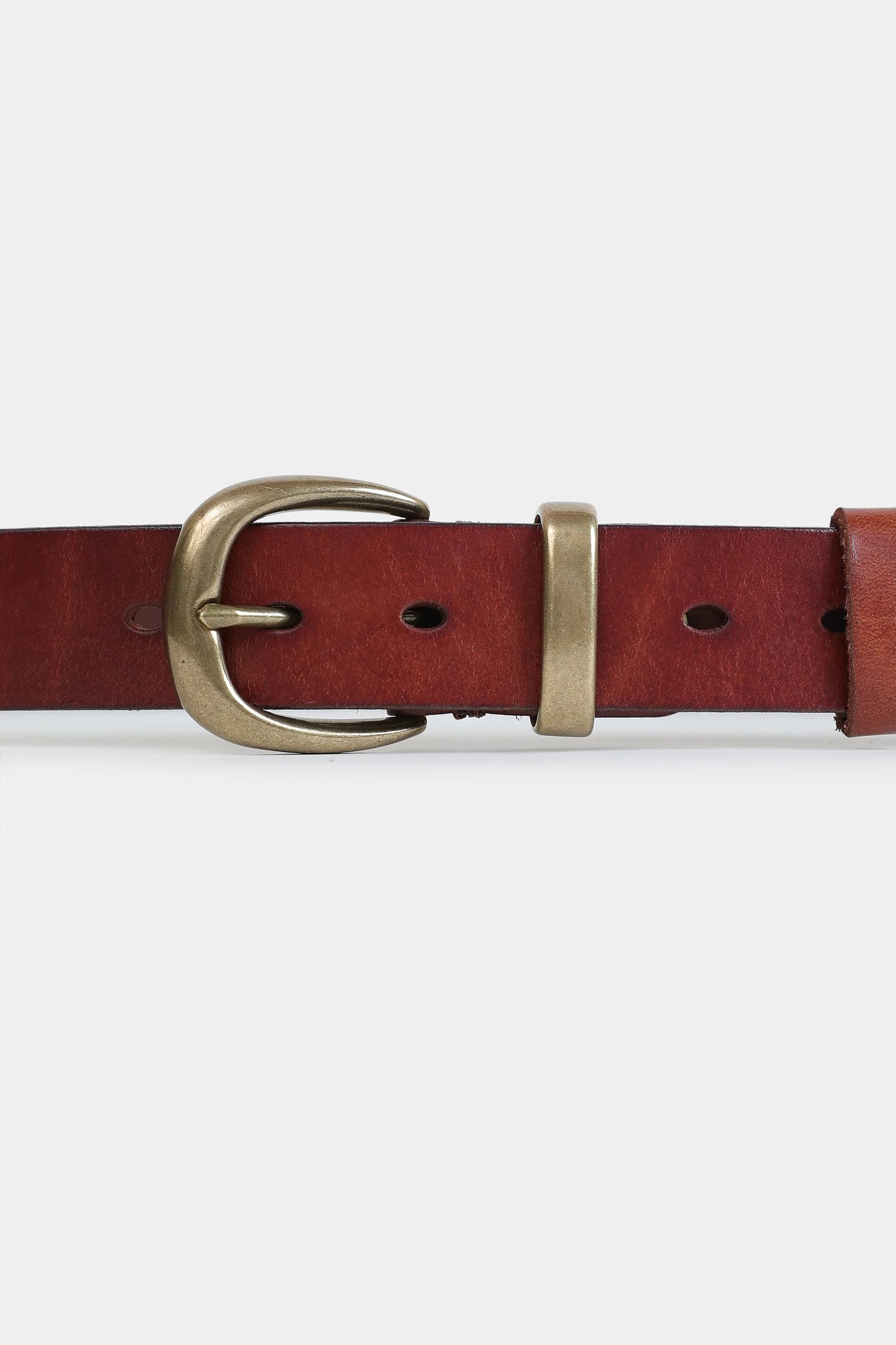 Brass Buckle Leather Belt - Cougar Clothing