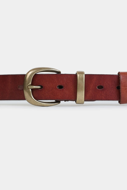 Brass Buckle Leather Belt - Cougar Clothing