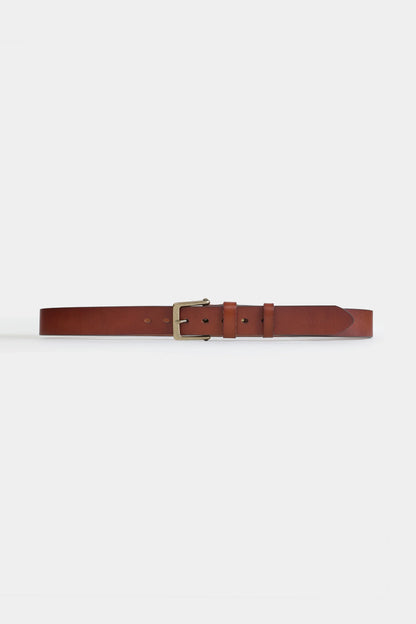 Brass Buckle Leather Belt - Cougar Clothing