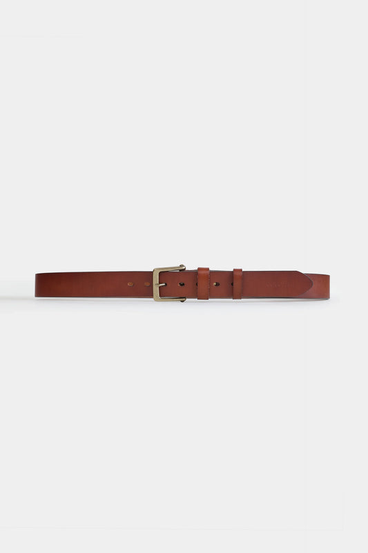 Brass Buckle Leather Belt - Cougar Clothing