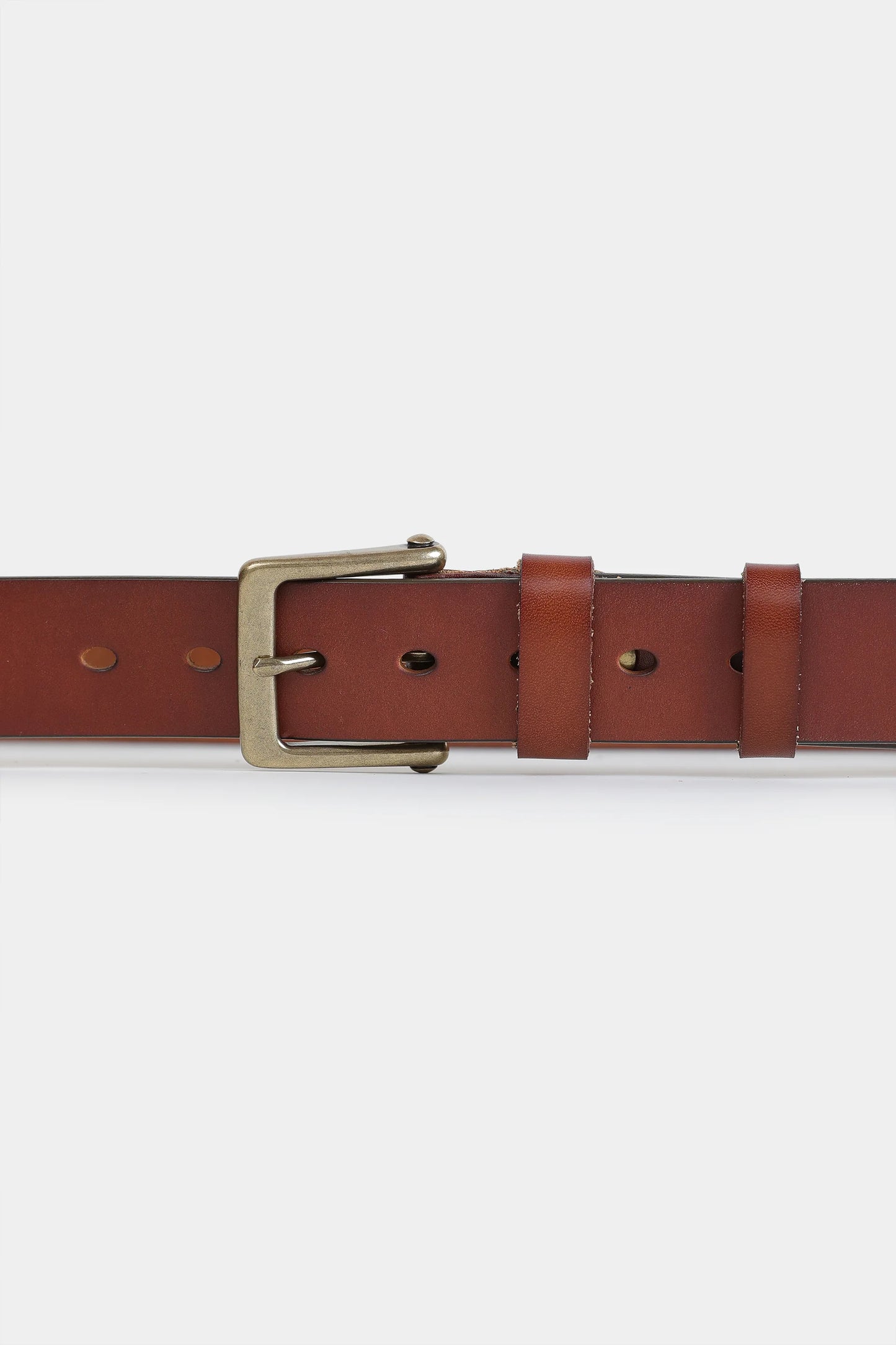 Brass Buckle Leather Belt - Cougar Clothing
