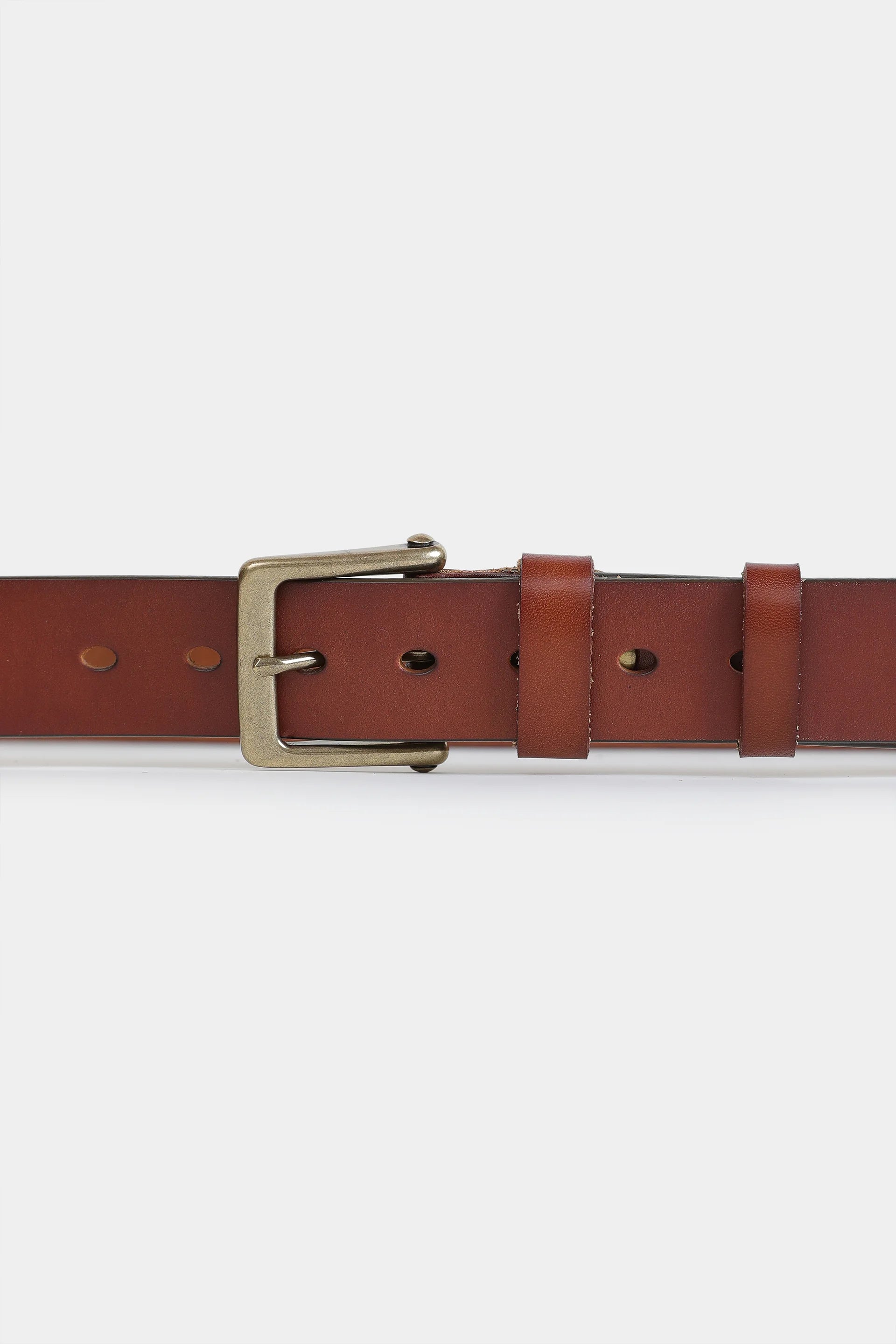 Brass Buckle Leather Belt - Cougar Clothing