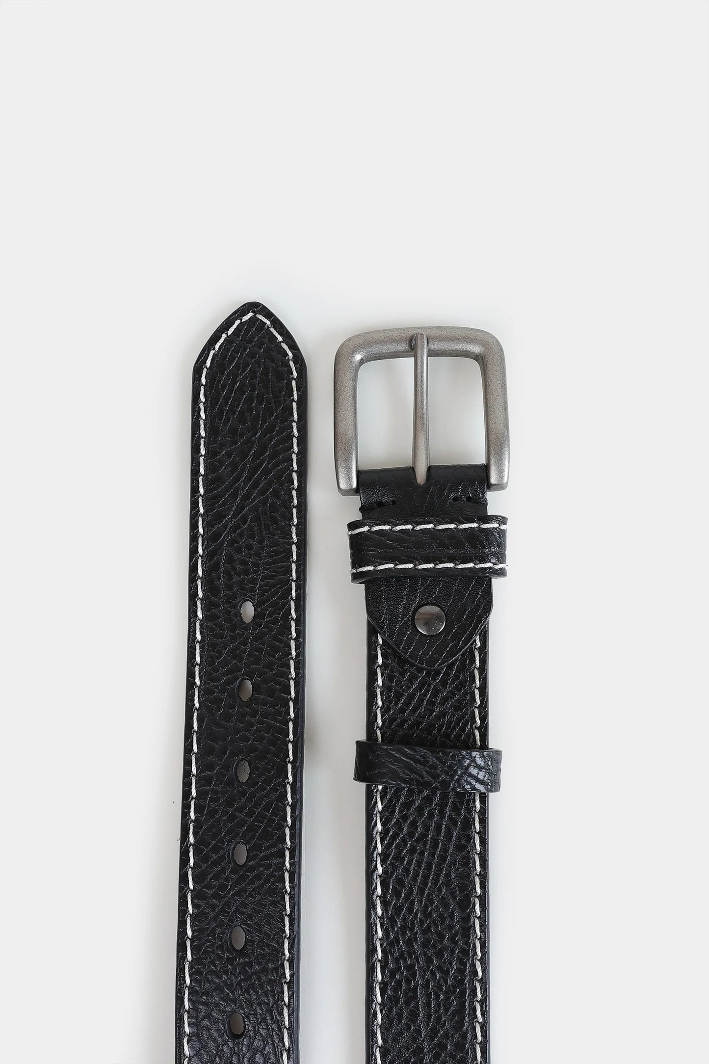 Leather Belt With Top Stitches - Cougar Clothing