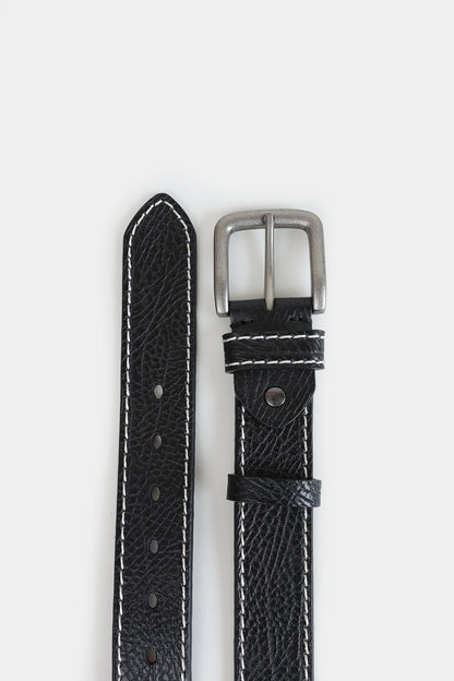 Leather Belt With Top Stitches - Cougar Clothing