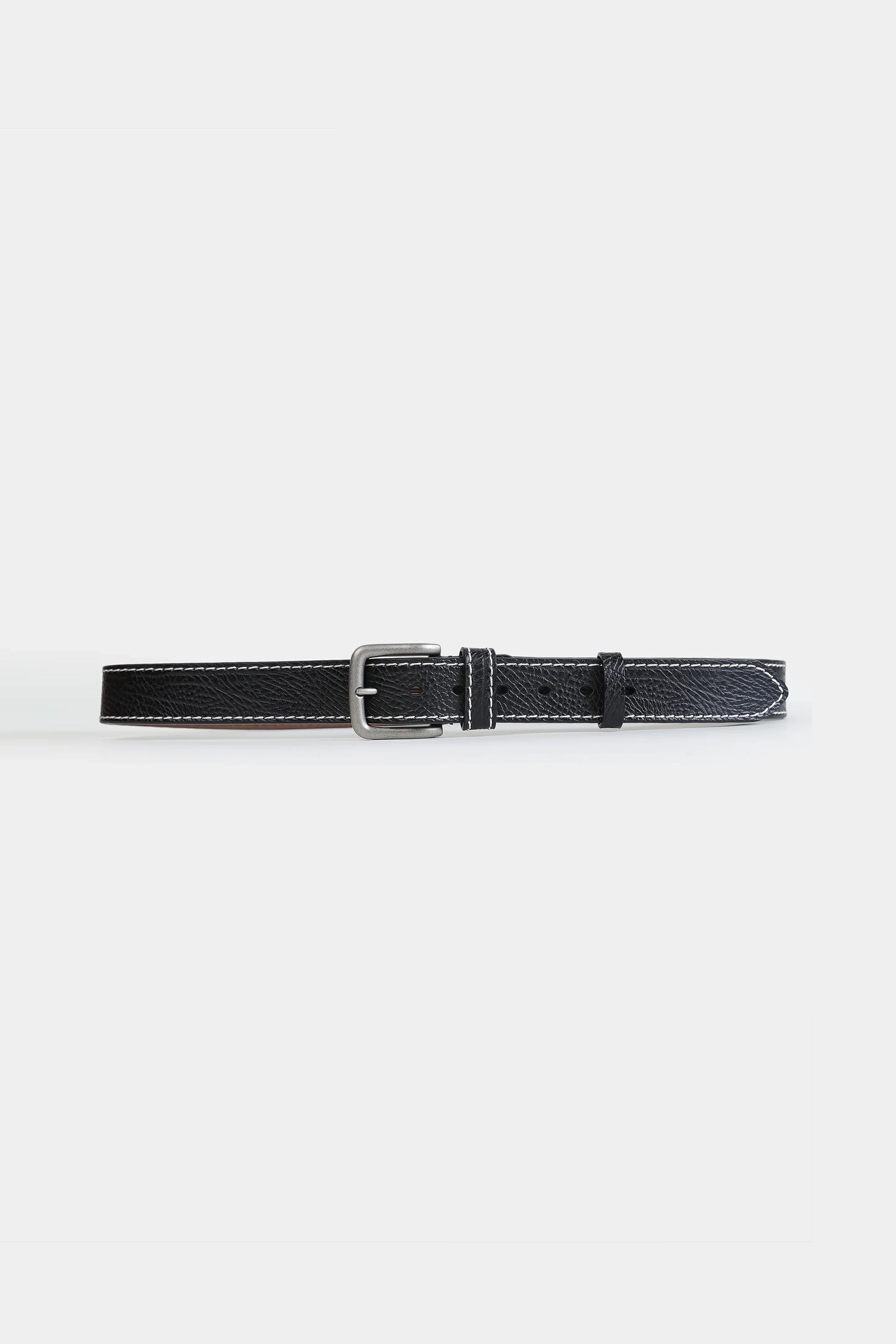 Leather Belt With Top Stitches - Cougar Clothing