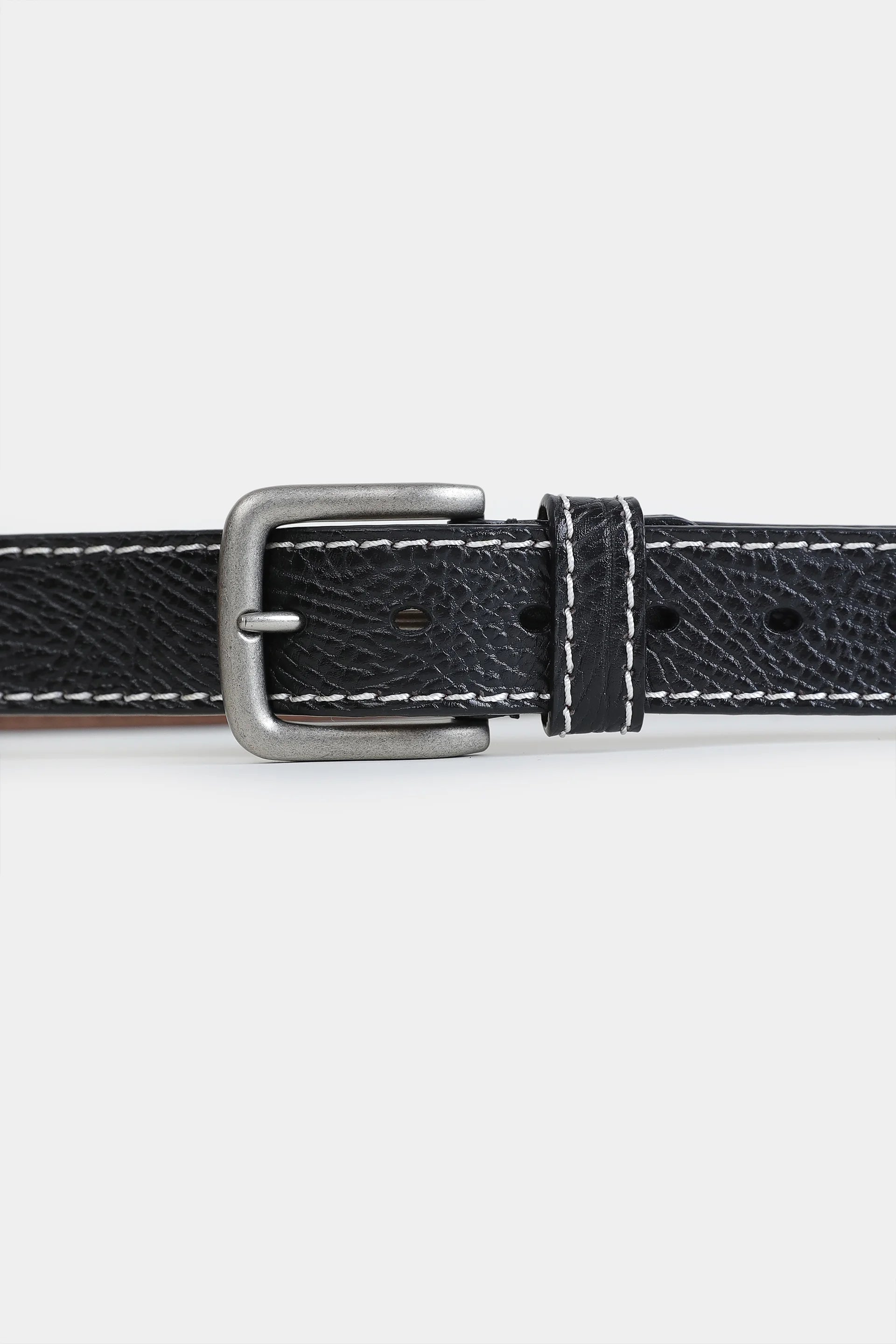 Leather Belt With Top Stitches - Cougar Clothing
