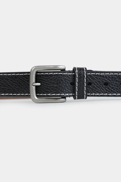 Leather Belt With Top Stitches - Cougar Clothing