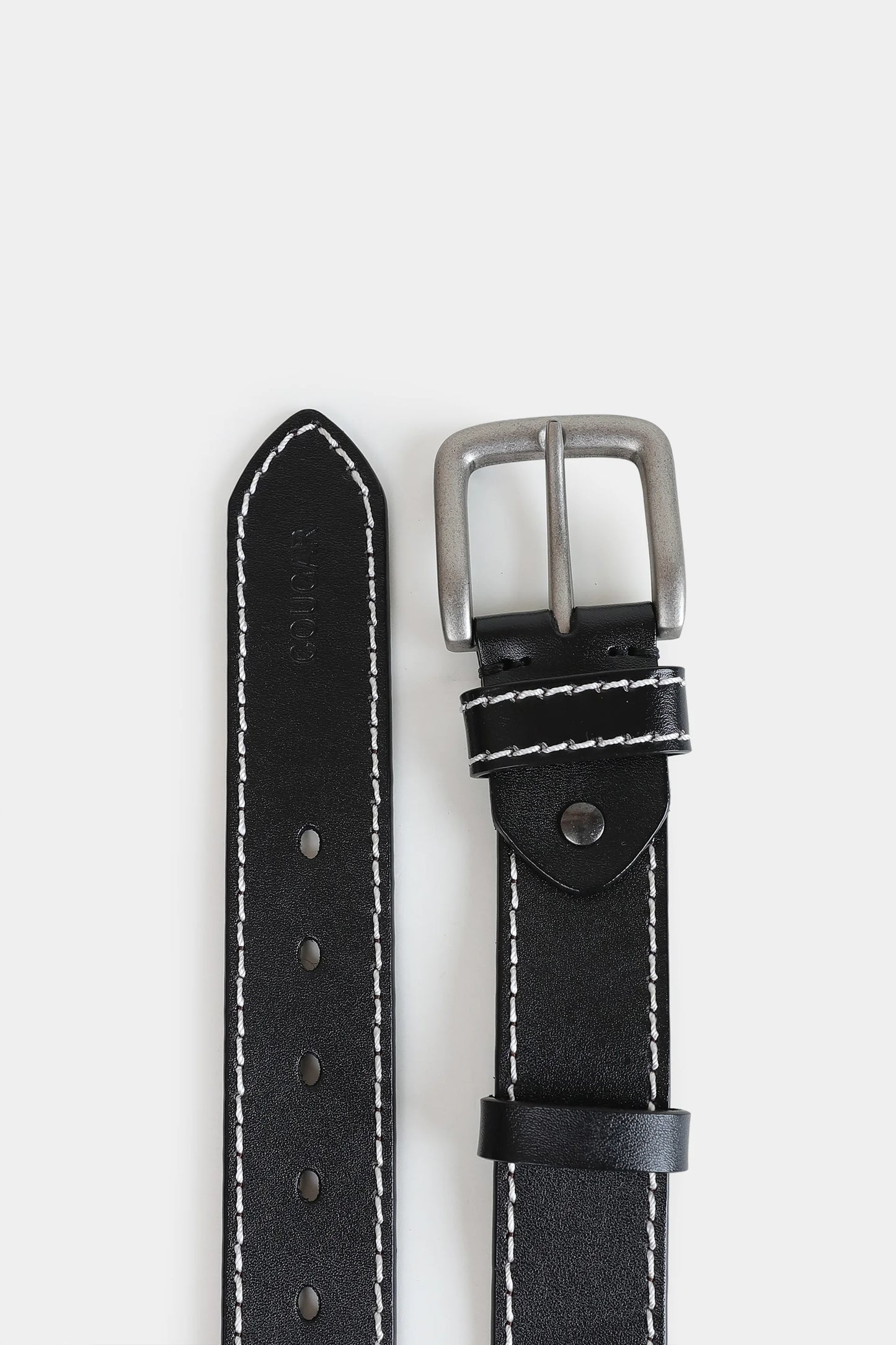 Leather Belt With Contrast Stitches - Cougar Clothing