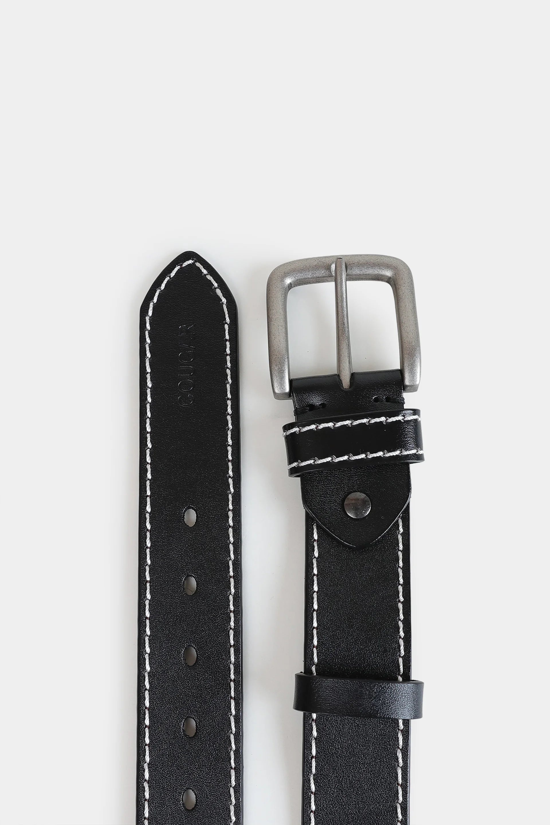 Leather Belt With Contrast Stitches - Cougar Clothing