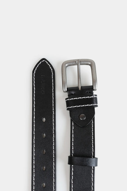 Leather Belt With Contrast Stitches - Cougar Clothing