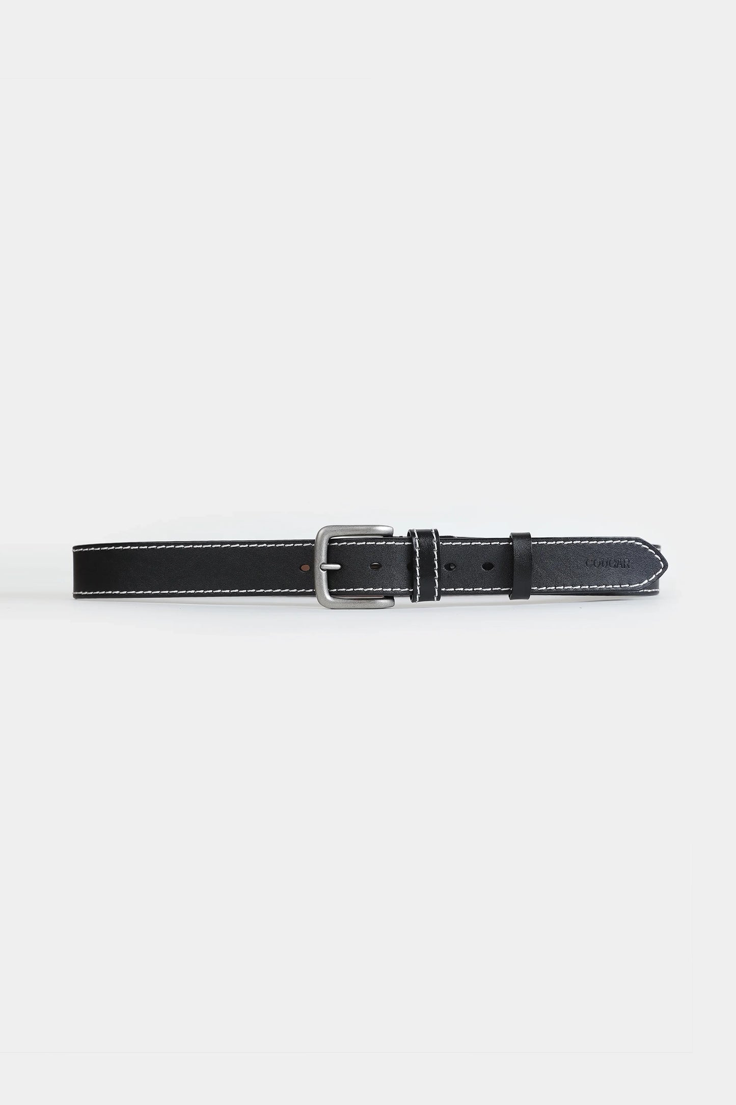 Leather Belt With Contrast Stitches - Cougar Clothing