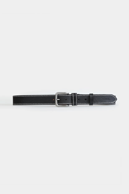 Leather Belt With Contrast Stitches - Cougar Clothing