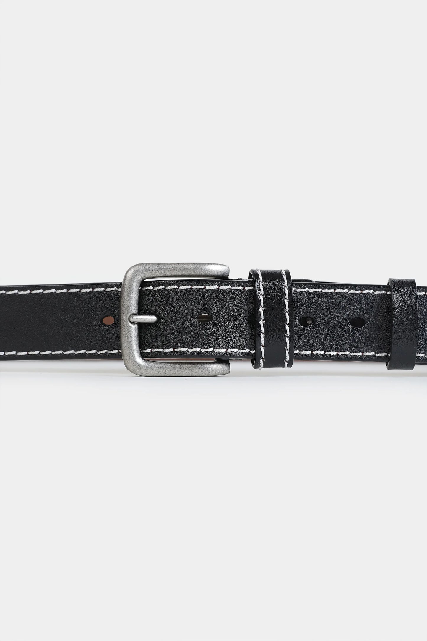 Leather Belt With Contrast Stitches - Cougar Clothing