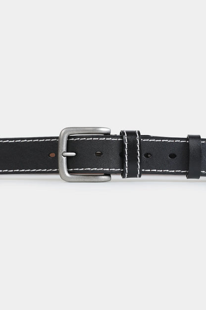 Leather Belt With Contrast Stitches - Cougar Clothing