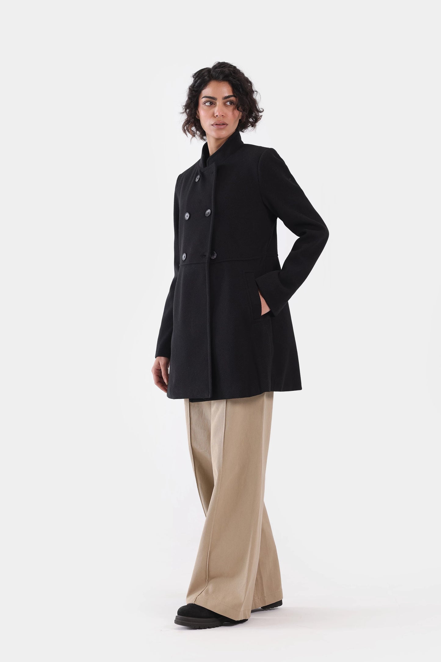 Mid-Length Double Breasted Coat - Cougar Clothing