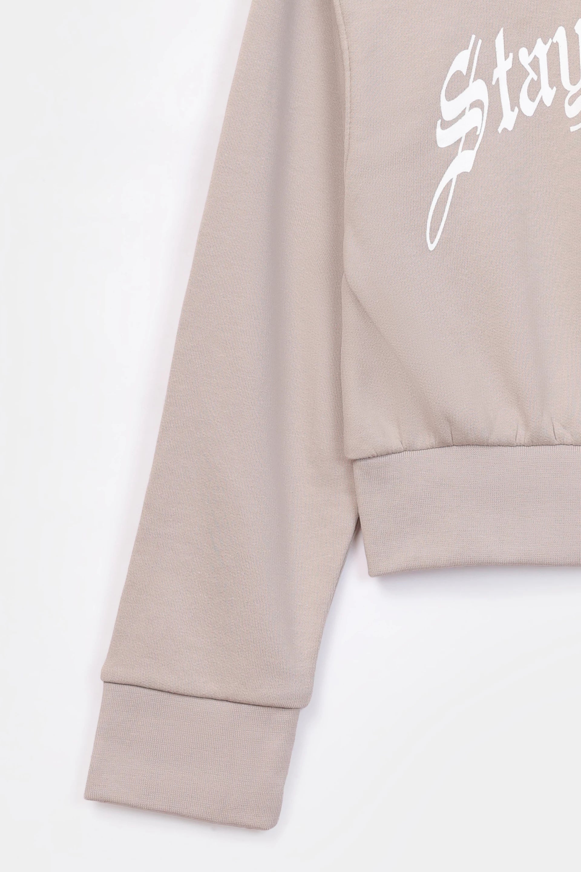 Cropped Text Print Sweatshirt - Cougar Clothing