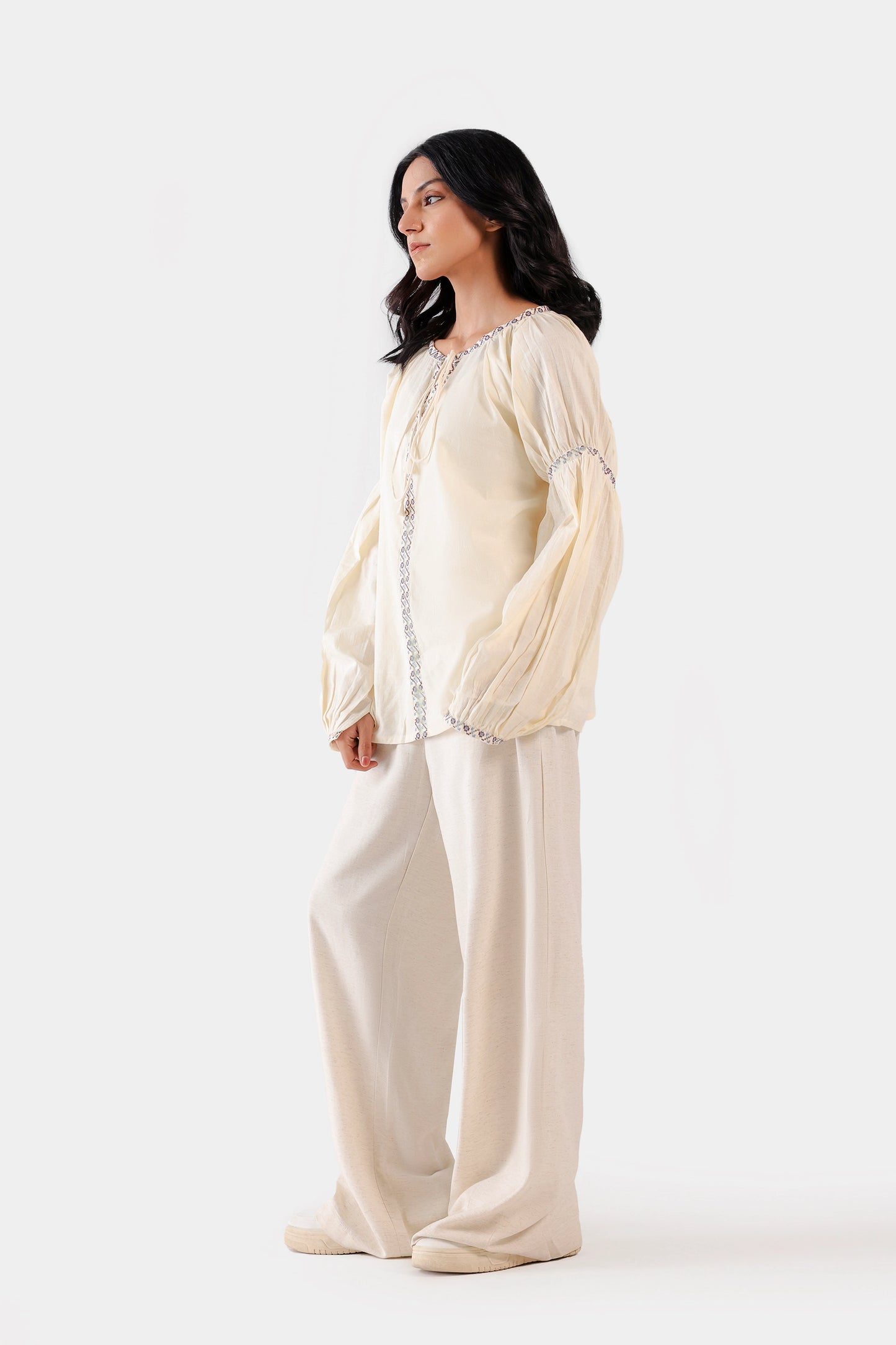 Lantern Sleeved Embroidered Blouse - Cougar Clothing