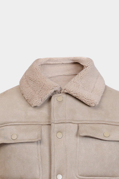 Suede Jacket With Sherpa Lining - Cougar Clothing