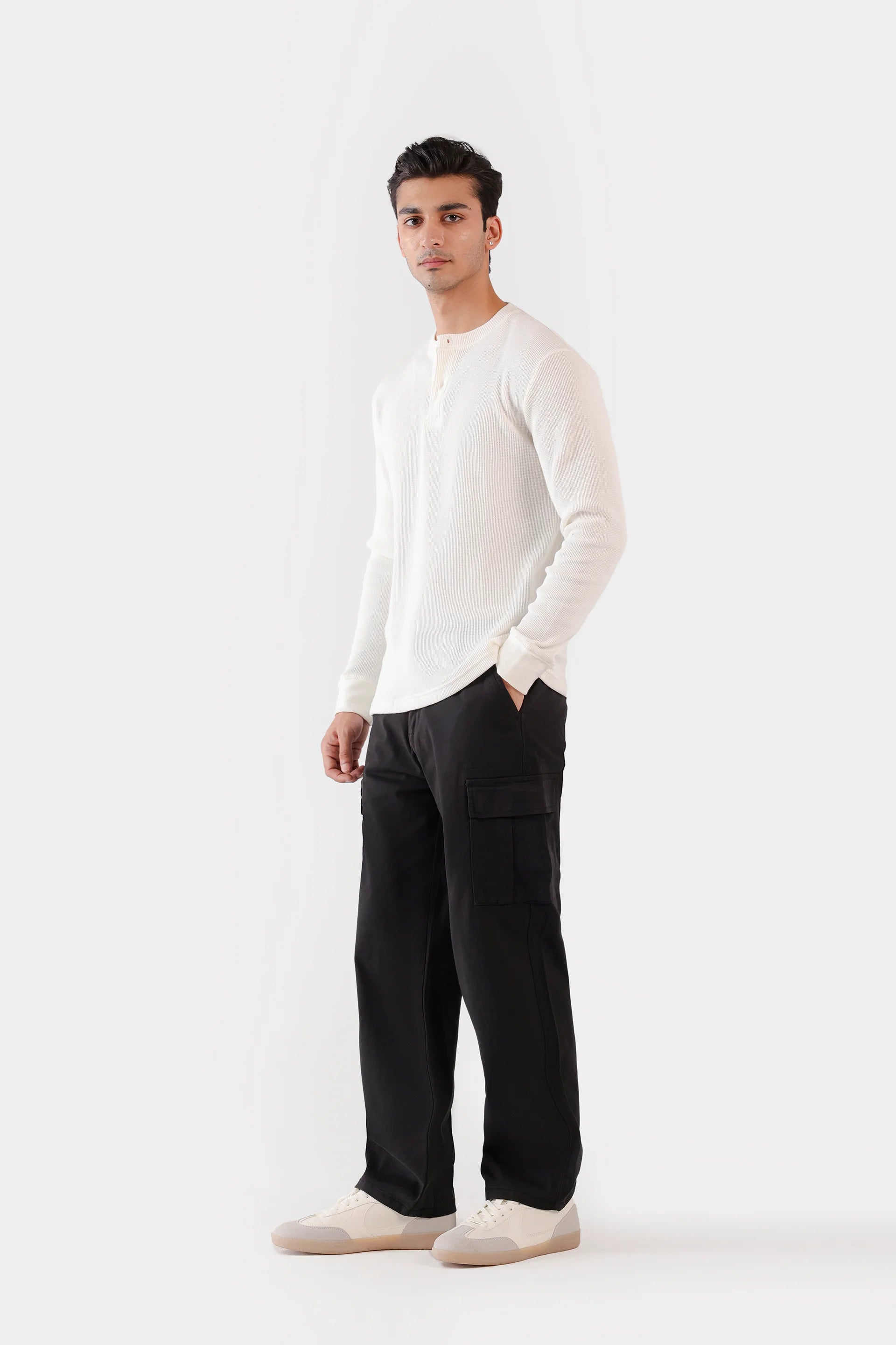 Waffle Knit Henley T-Shirt - Cougar Clothing