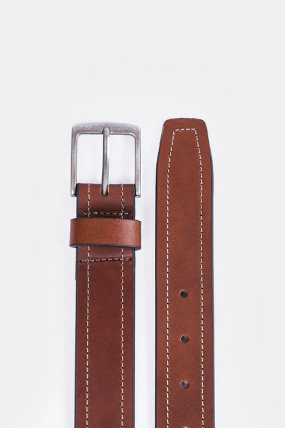 Contrast Stitch Leather Belt - Cougar Clothing