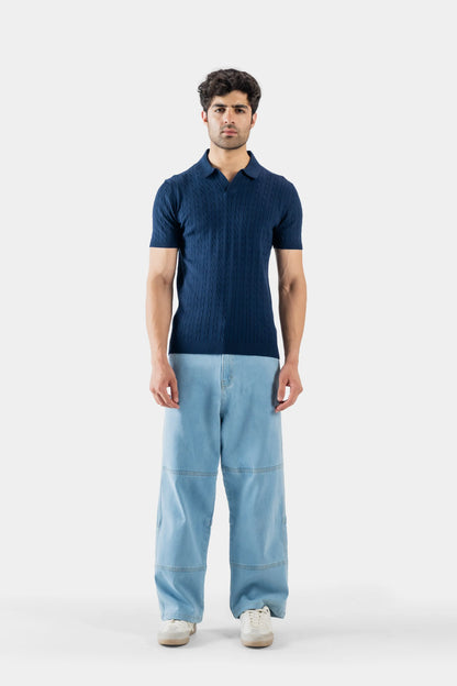 Johnny Collar Cable Knit Polo - Cougar Clothing