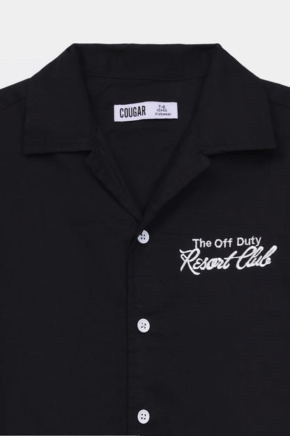 Cotton Dobby Embroidered Shirt - Cougar Clothing