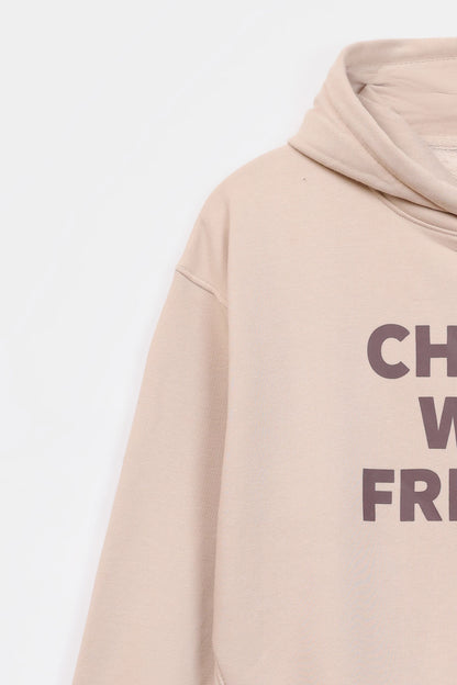 Text Print Terry Hoodie - Cougar Clothing