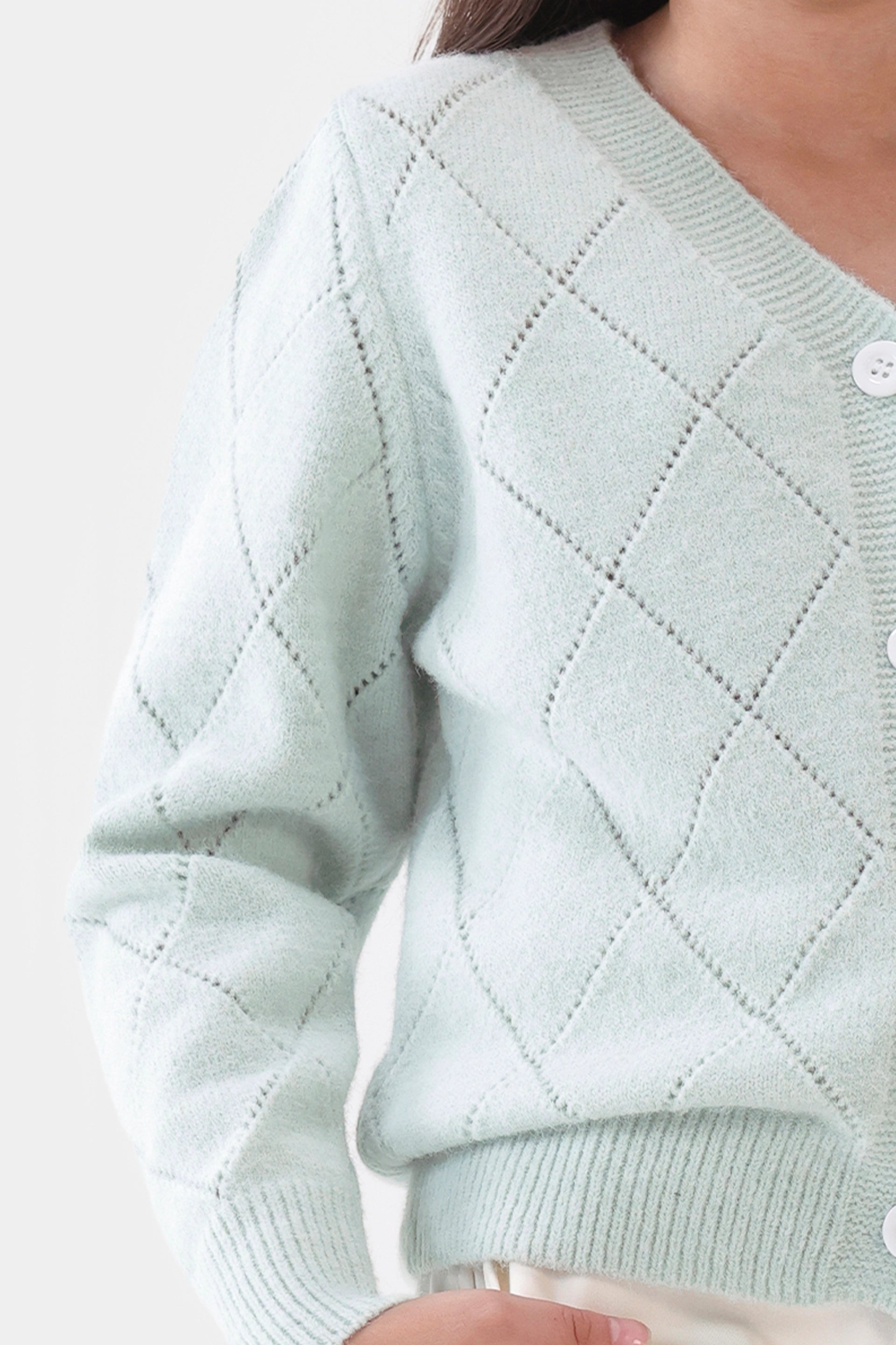 Argyle Pattern Knit Cardigan - Cougar Clothing