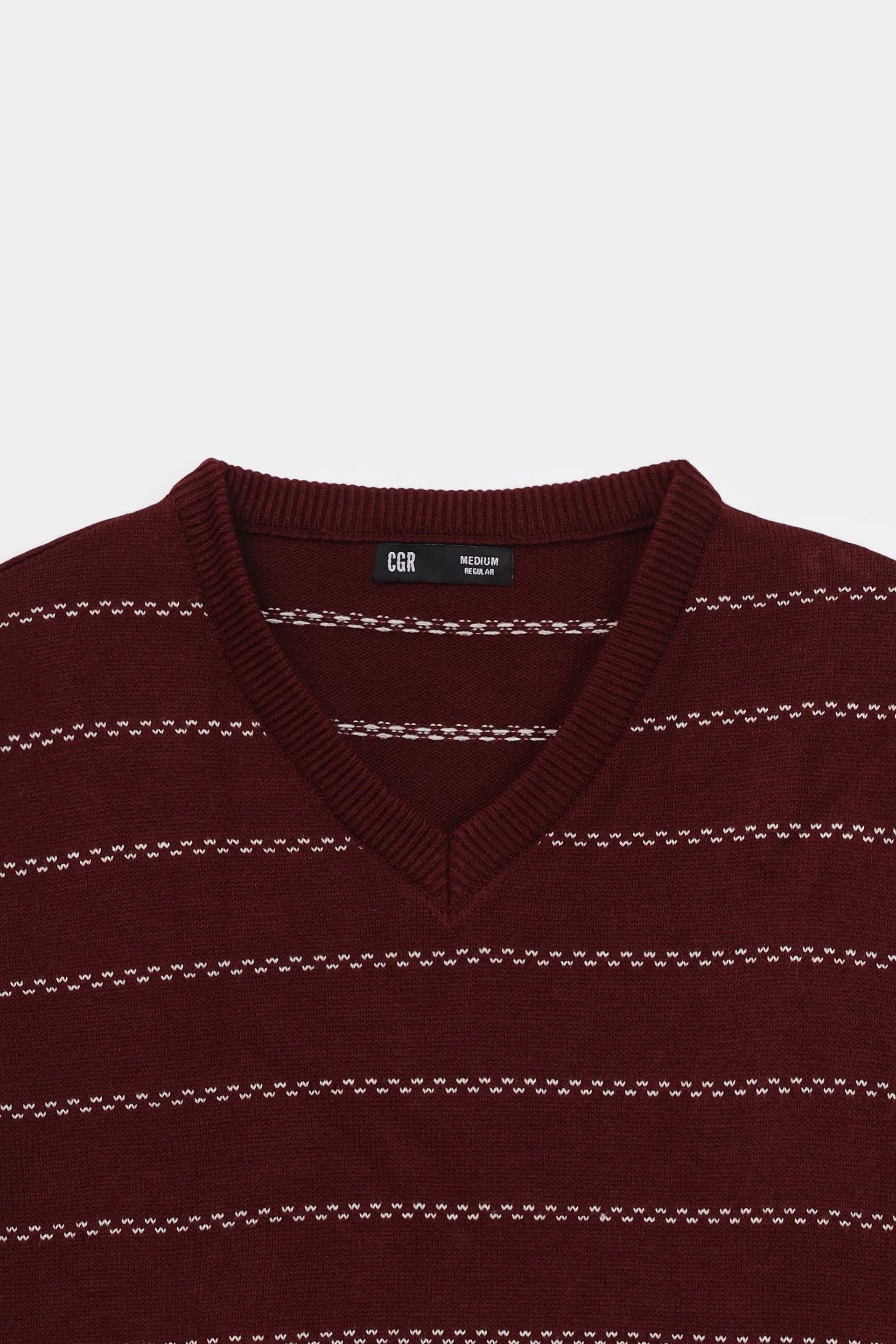 V-Neck Striped Sweater - Cougar Clothing