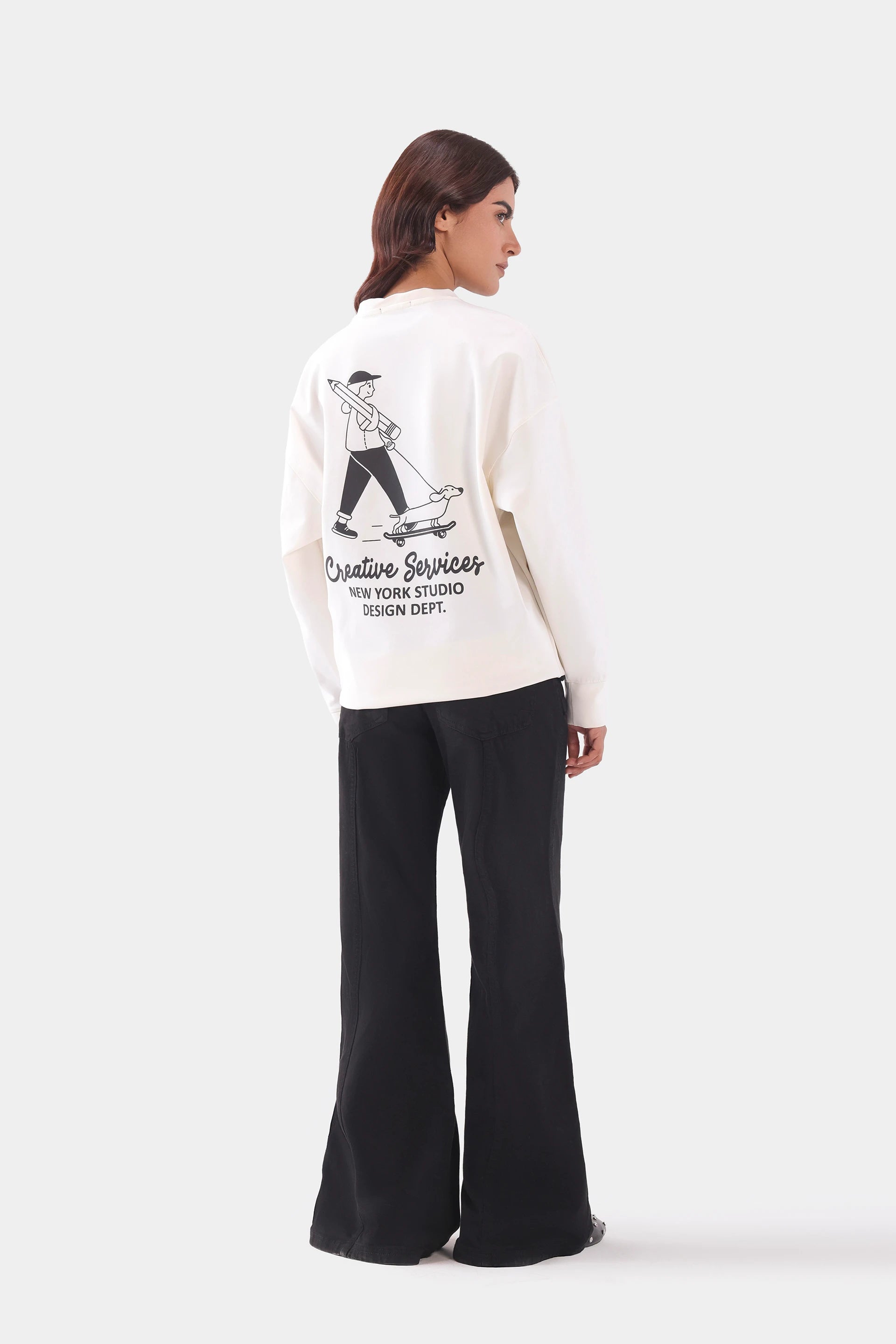 Oversized Back Printed Sweatshirt - Cougar Clothing