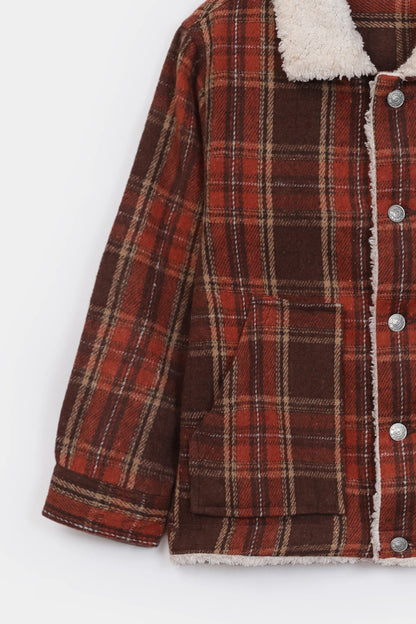Sherpa Collar Checkered Shacket - Cougar Clothing