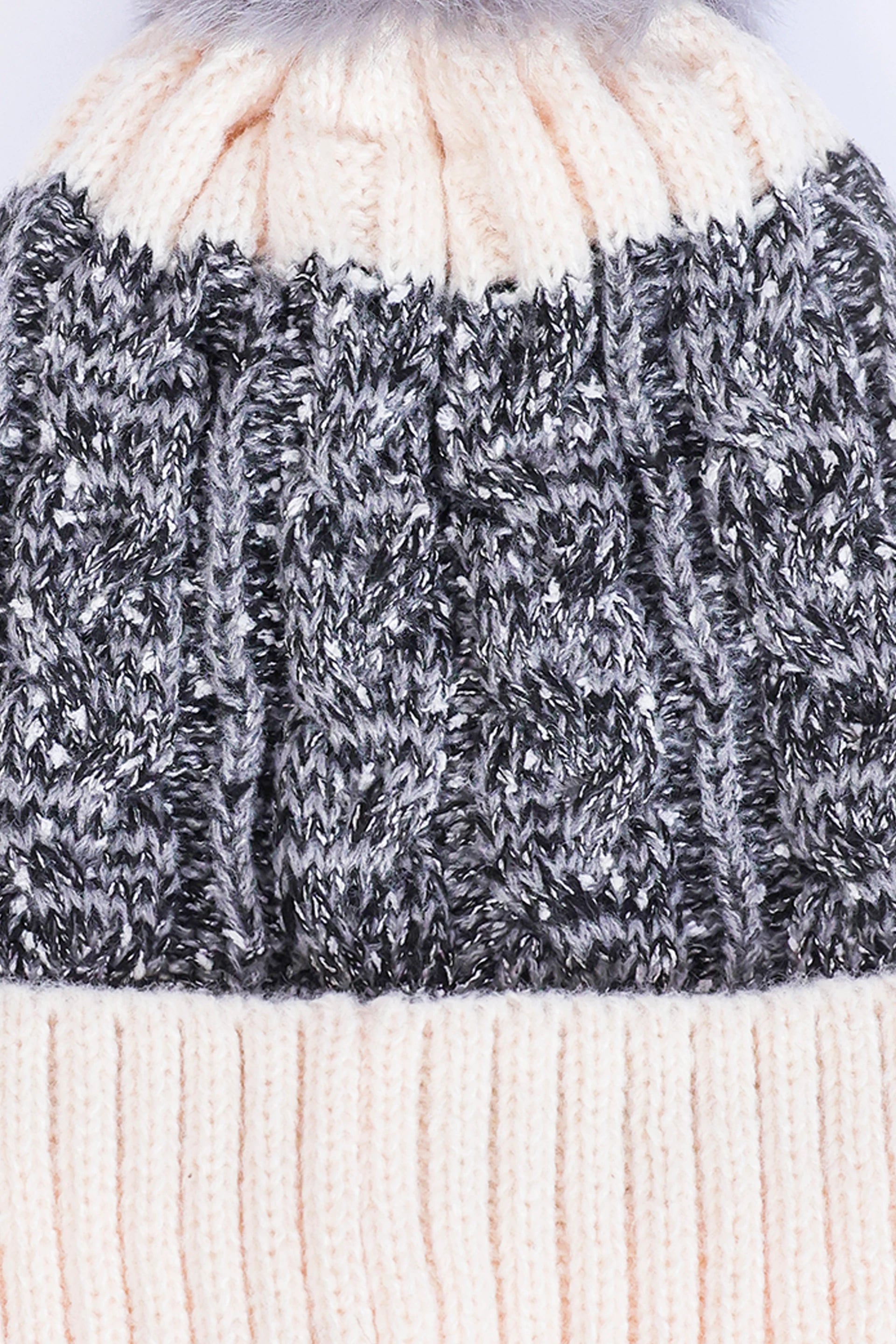 Patterned Knit Pom-Pom Beanie - Cougar Clothing