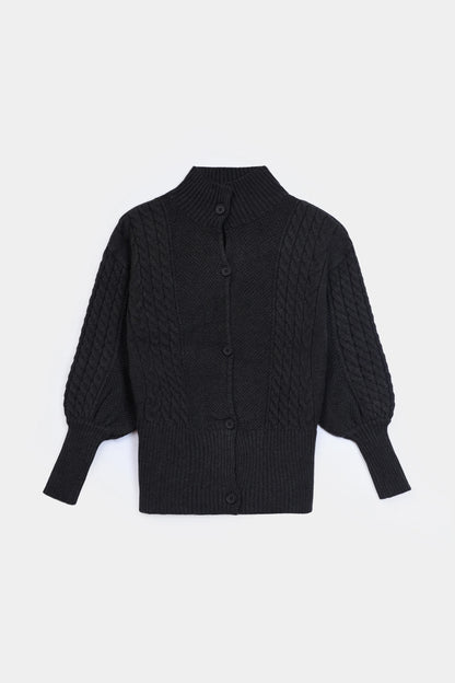 Blouson Sleeved Knit Cardigan