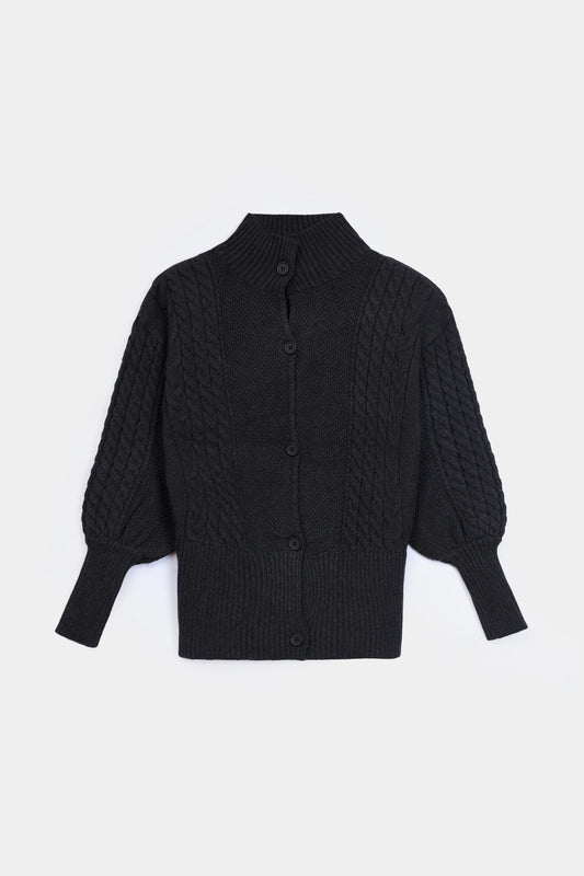 Blouson Sleeved Knit Cardigan