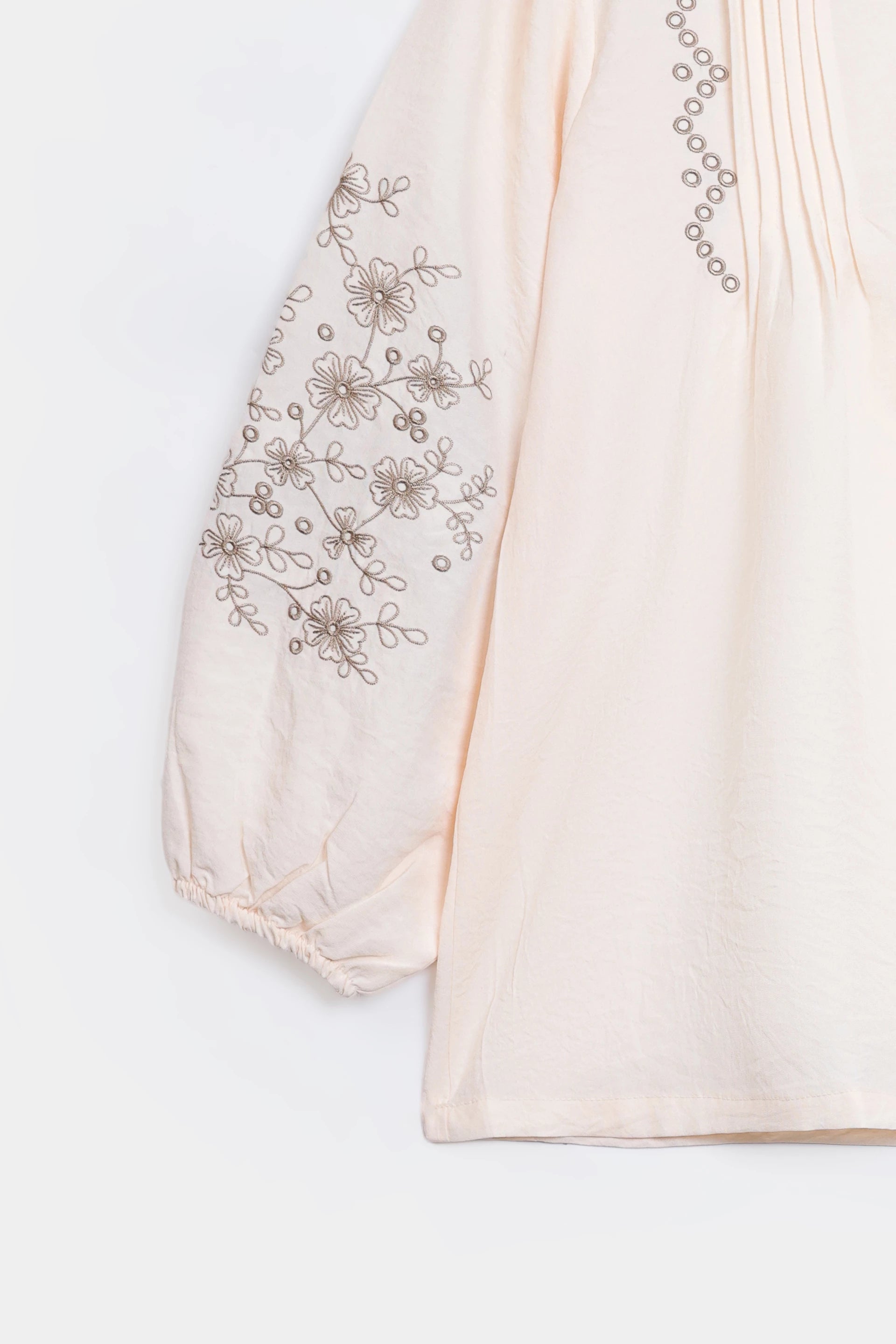 Embroidered Balloon Sleeve Blouse - Cougar Clothing