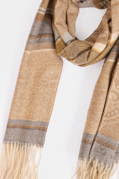 Patterned Shawl With Tonal Fringes - Cougar Clothing