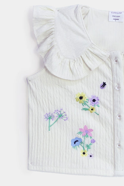 Bib Collar Embroidered Blouse - Cougar Clothing