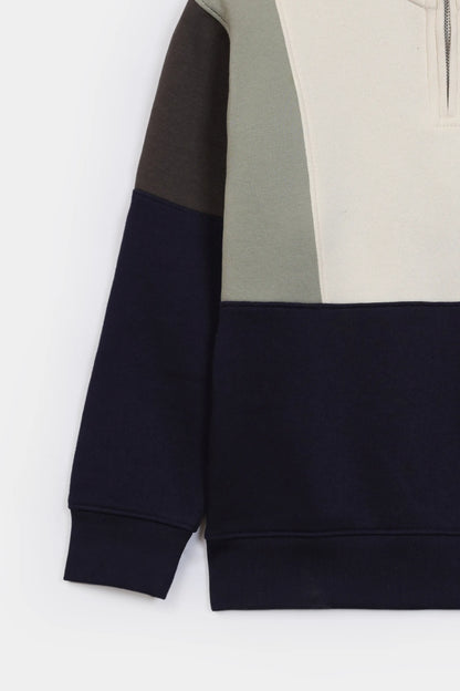 Mock Neck Color Block Sweatshirt - Cougar Clothing