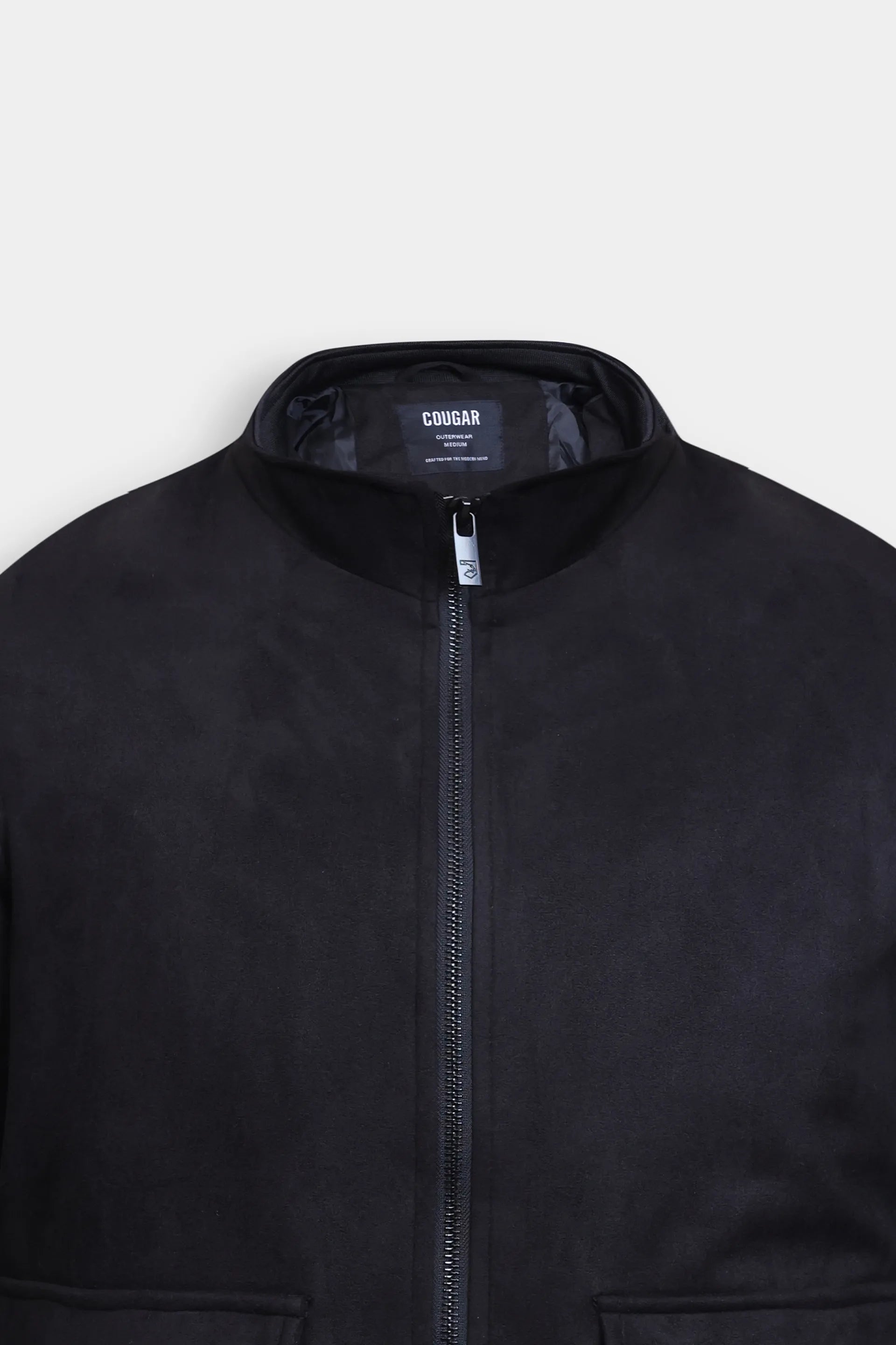 Faux Suede Mock Neck Jacket - Cougar Clothing